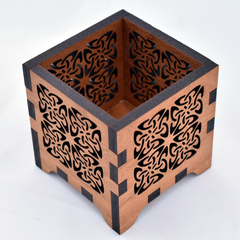 Celtic Four-Square Wooden Laser Cut Tea Light Candle Holder