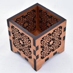 Celtic Four-Square Wooden Laser Cut Votive Candle Holder