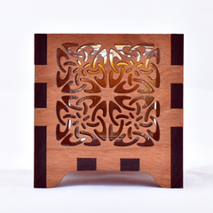 Celtic Four-Square Wooden Laser Cut Votive Candle Holder