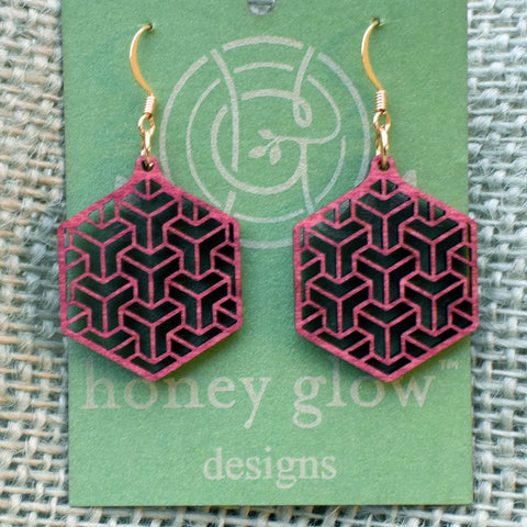 Chevron Design Laser Cut Birchwood Earrings