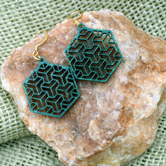 Chevron Design Laser Cut Birchwood Earrings